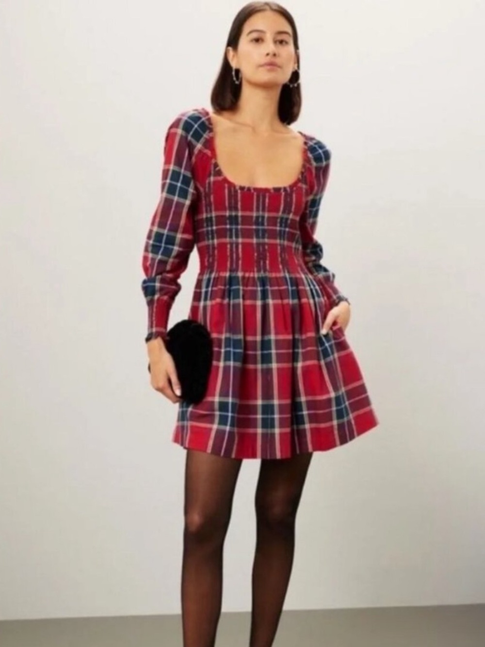 Hill House Tartan Norah Nap Mini Dress in Red